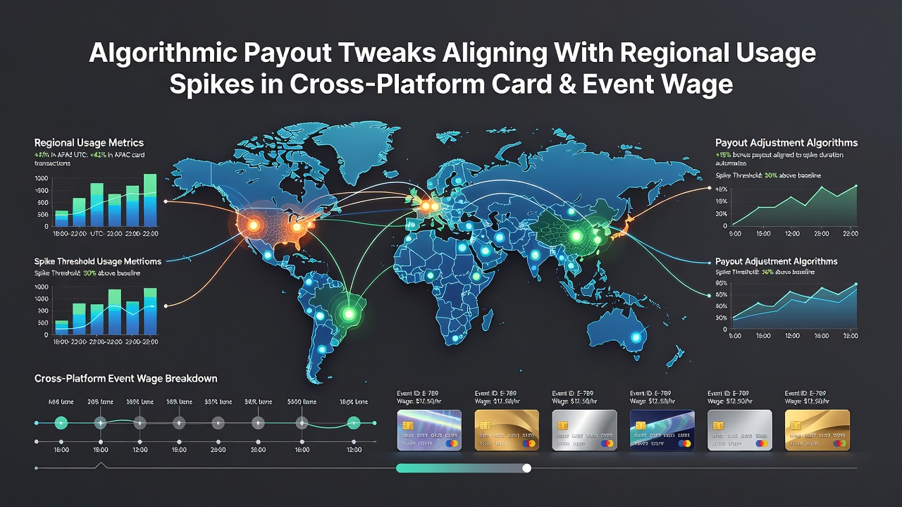 Chart illustrating payout algorithm responses to usage spikes in different U.S. regions during card and event wagering
