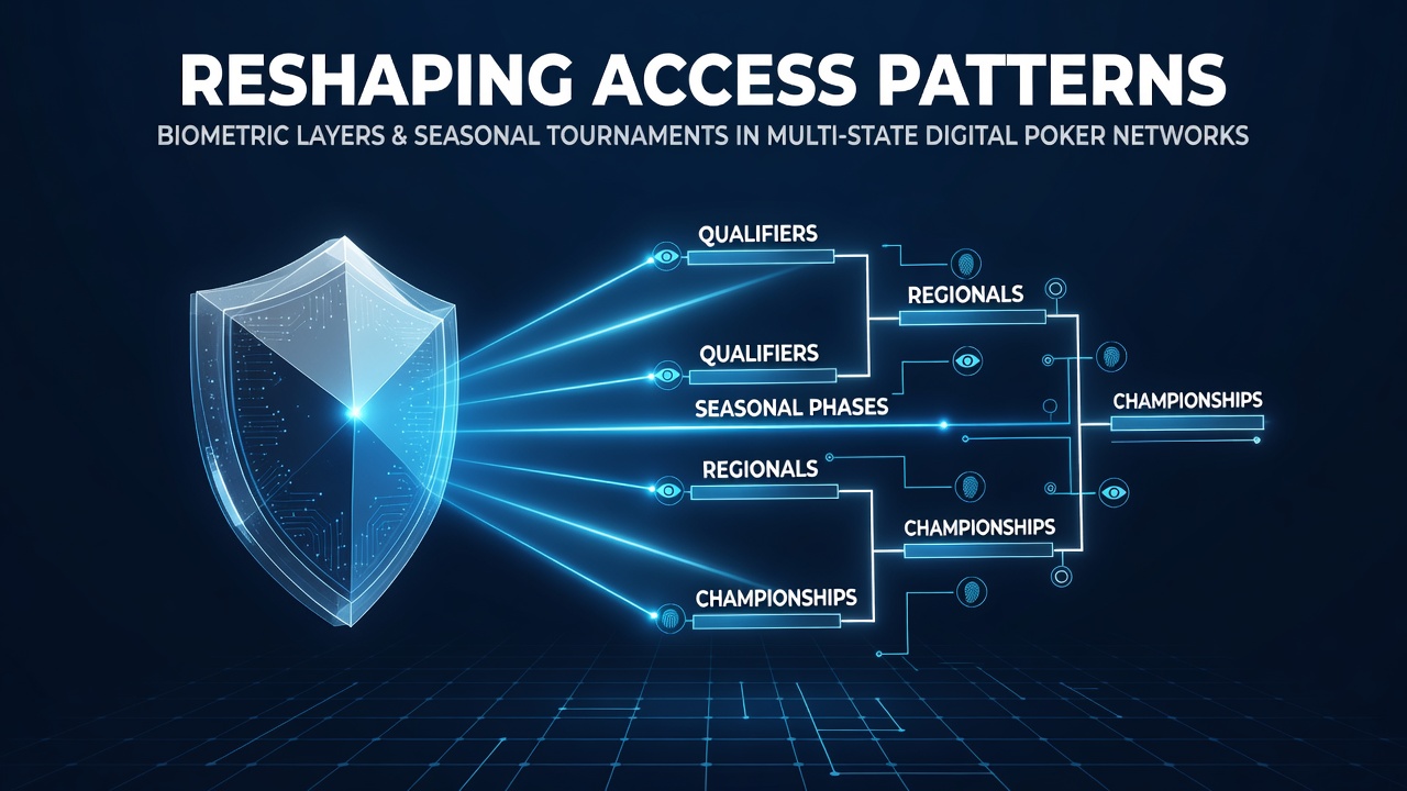 Biometric verification interface on a digital poker platform showing facial recognition during tournament login
