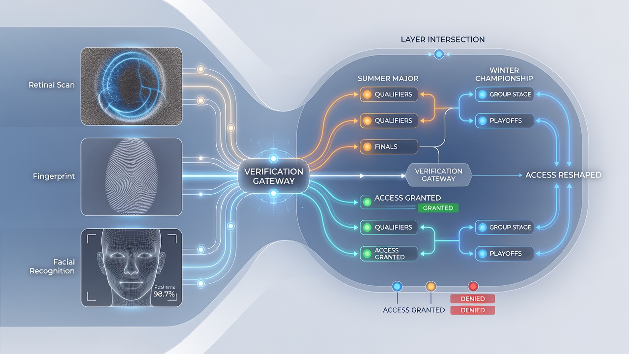 Players engaging with mobile biometric authentication during a multi-state online poker tournament