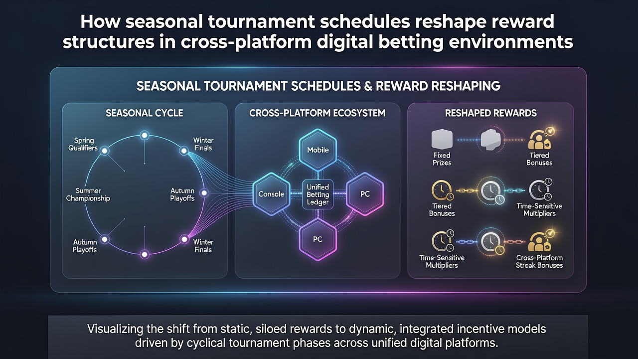 Cross-platform digital betting interfaces displaying seasonal tournament promotions and reward structures