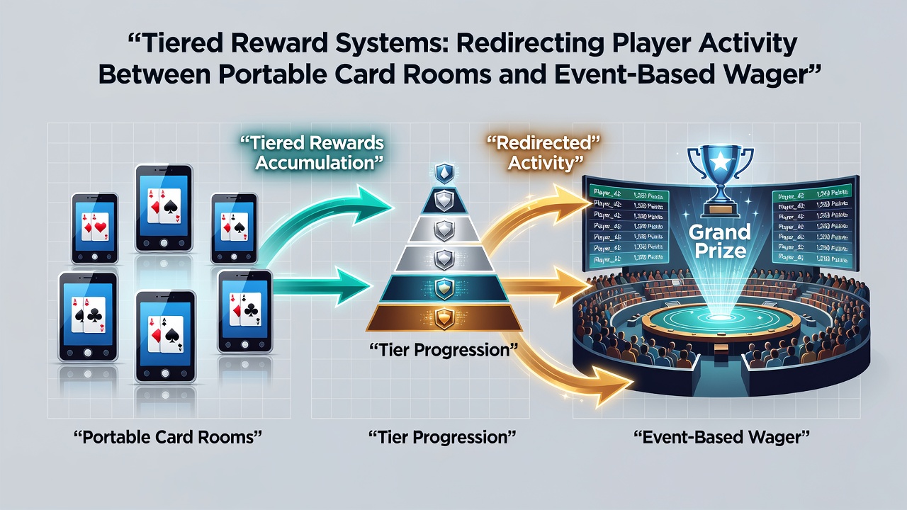 Analytics dashboard displaying player movement between card room and event wagering platforms