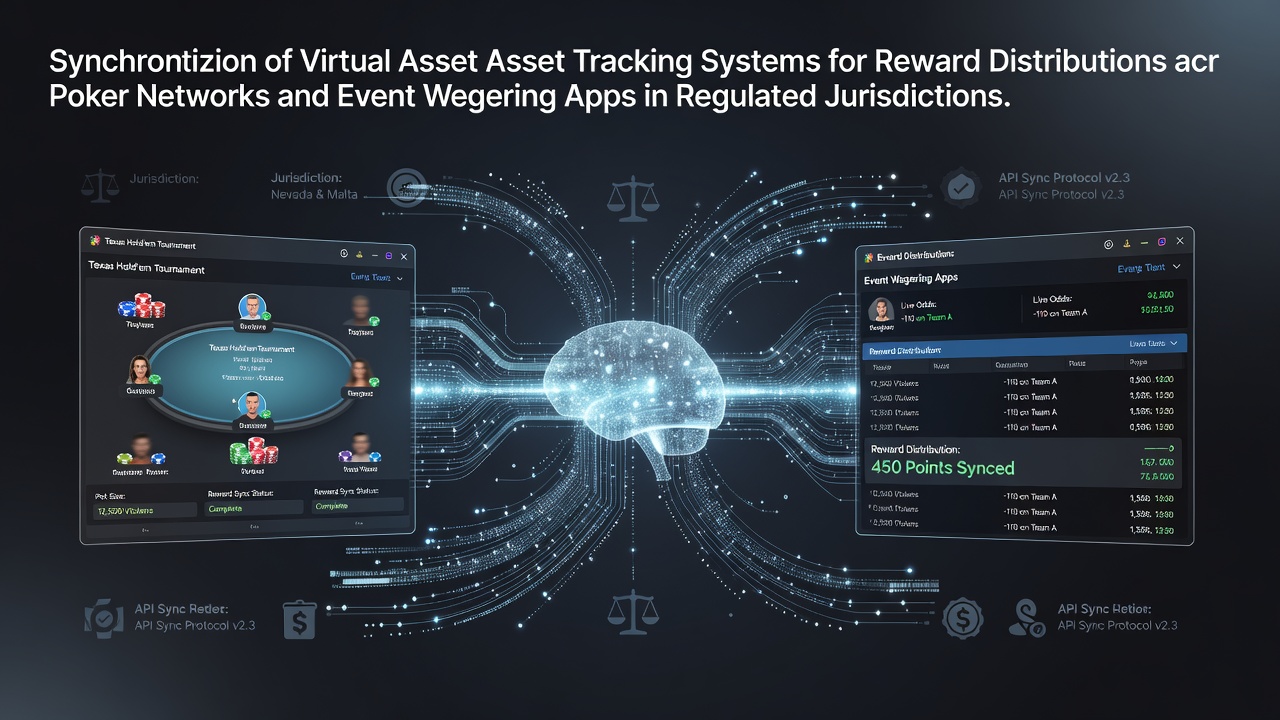 Virtual asset tracking dashboard showing synchronized reward data across poker networks and event wagering platforms