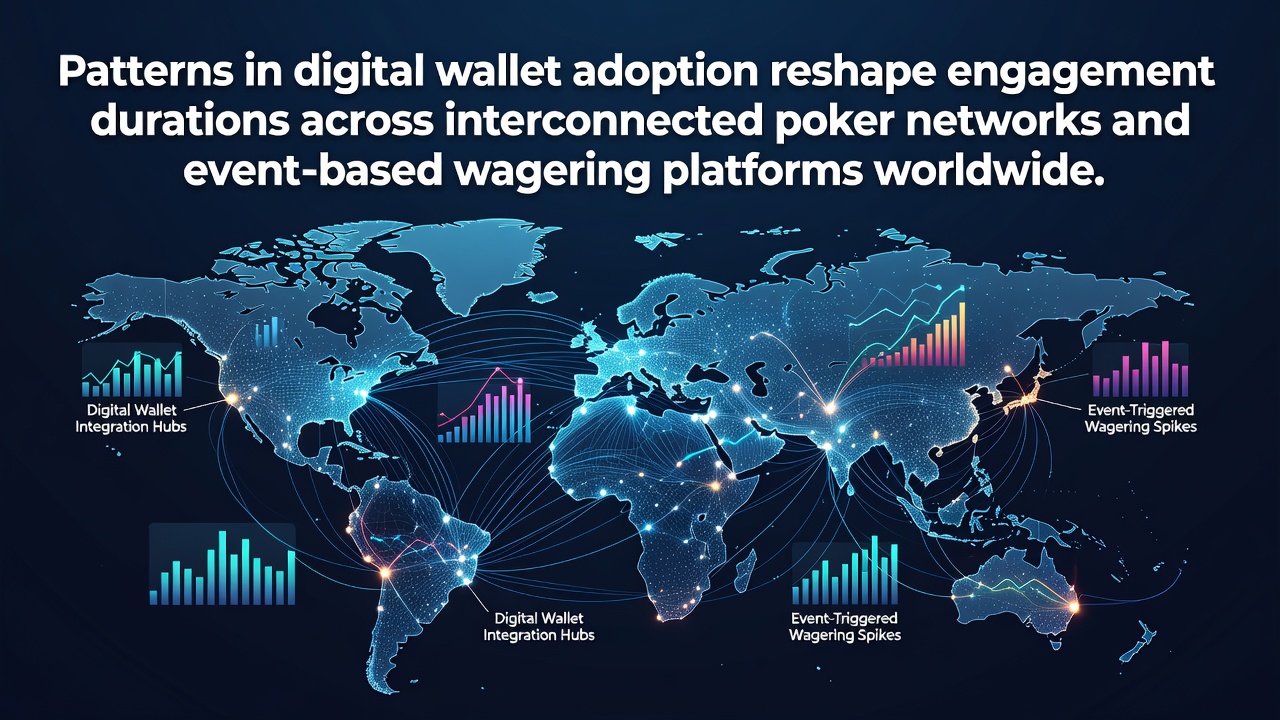 Digital wallet interfaces displayed on mobile screens showing poker network connections and event wagering options